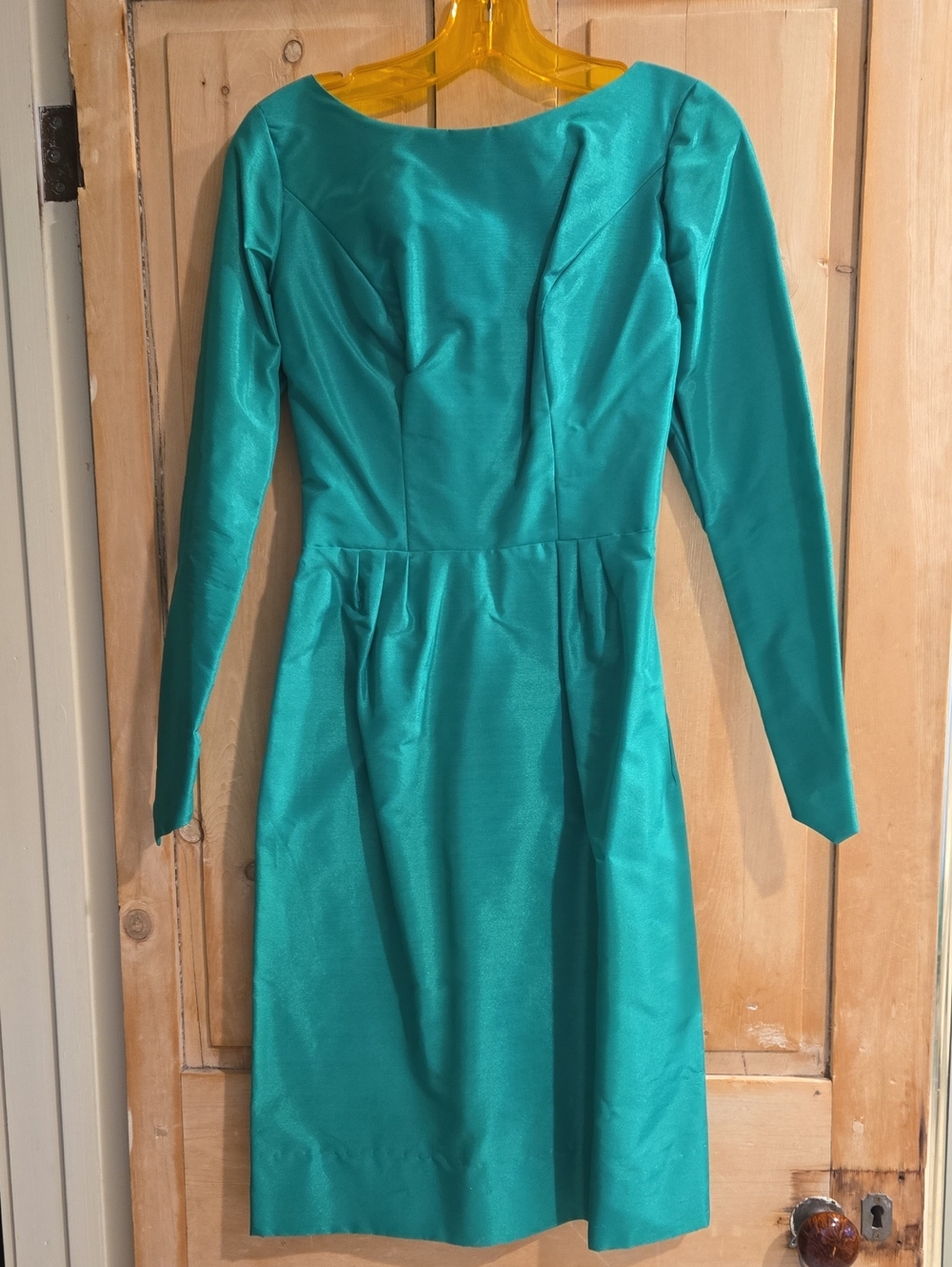 Vintage Green Long-Sleeve Fitted Dress And Detached Skirt- 1960s